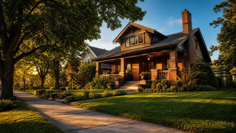 Brick craftsman house on a tree-lined street in golden light, How to Start a Home Inspection Business in Kansas