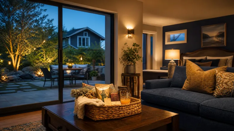 Suburban guest house with a welcome basket on the table, How to Start a Short-Term Rental in Lawrence, Kansas